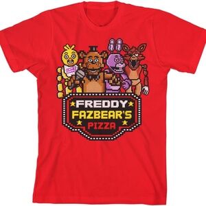 Freddy Fazbear Horror Video Game Red Short Sleeve Shirt